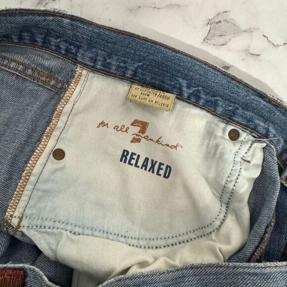 7 For All Mankind Relaxed Light Wash Jeans 36x34 - Picture 7 of 8